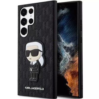 Karl Lagerfeld KLHCS23LSAKLHKPK do Samsung Galaxy S23 Ultra S918 pevné pouzdro černé/černé Saffiano Monogram Ikonik