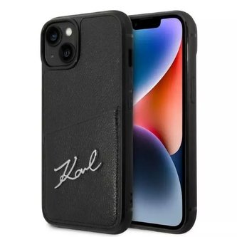 Karl Lagerfeld KLHCP14MCSSK ochranné pouzdro na telefon pro Apple iPhone 14 Plus 6,7" pevné pouzdro černo/černé Signature Logo Cardslot