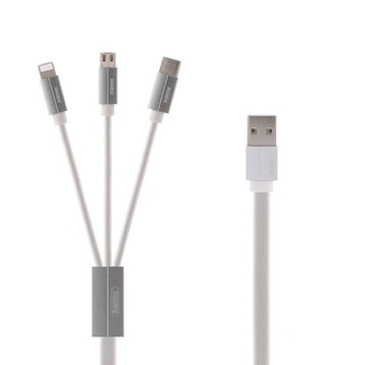 Datový kabel 3v1 Remax (RC-094th), USB na Micro USB, Lightning, USB C, QC, přenos dat, barva bílá Datový kabel 3v1 Remax (RC-094th), USB na Micro USB, Lightning, USB C, QC, přenos dat, barva bílá