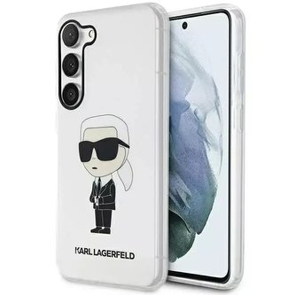 Ochranné pouzdro na telefon Karl Lagerfeld KLHCS23MHNIKTCT pro Samsung Galaxy S23 Plus S916 průhledné pevné pouzdro Ikonik Karl Lagerfeld