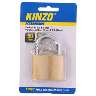 Kinzo - 50 mm mosazný visací zámek se třemi klíči