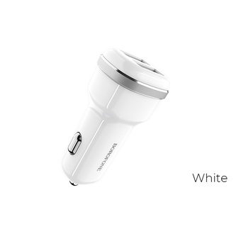 Borofone - nabíječka do auta 2x USB, bílá