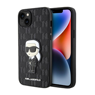 Karl Lagerfeld Saffiano Monogram NFT Ikonik - pouzdro pro iPhone 14 Plus (černé) Karl Lagerfeld Saffiano Monogram NFT Ikonik - pouzdro pro iPhone 14 Plus (černé)