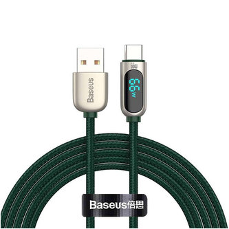 Kabel 2m Baseus Display Rychlé nabíjení USB-A do USB-C 66W 2m Zielony