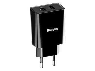 Baseus 2xUSB 2A 10,5W Speed ​​​​Mini EU černá nástěnná nabíječka