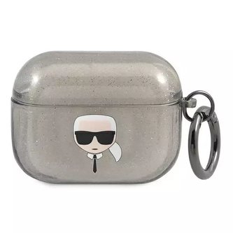 Karl Lagerfeld Kryt KLAPUKHGK AirPods Pro černý/černý Glitter Karl`s Head Karl Lagerfeld Kryt KLAPUKHGK AirPods Pro černý/černý Glitter Karl`s Head