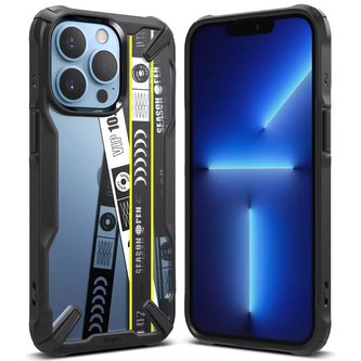 Ringke Fusion X Design pouzdro obrněný kryt s rámečkem pro iPhone 13 Pro černý (pásek na vstupenky) (FXD550E43)