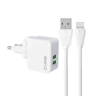 Nástěnná nabíječka LDNIO A2203 2USB + kabel Lightning