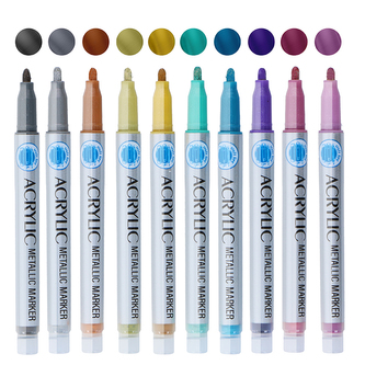 Craft - Sada akrylových fixů / per, 10 ks. (kovový)