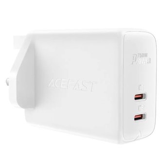 Acefast GaN nástěnná nabíječka (britská zástrčka) 2x USB typ C 50W, napájení, PPS, Q3 3.0, AFC, FCP (A32 UK)