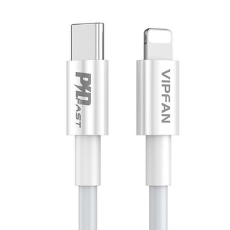 Kabel USB-C do Lightning Vipfan P01, 3A, PD, 1m (bílý)