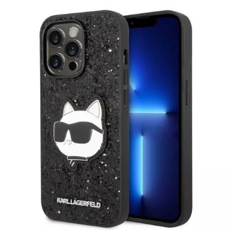 Etui Karl Lagerfeld KLHCP14XG2CPK na iPhone 14 Pro Max 6,7" pevný obal Glitter Choupette Patch černý/černý Etui Karl Lagerfeld KLHCP14XG2CPK na iPhone 14 Pro Max 6,7" pevný obal Glitter Choupette Patch černý/černý