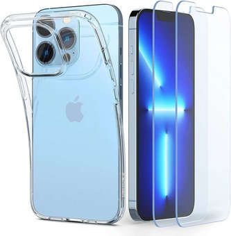 Liquid Crystal 2x Glas.TR Slim Spigen Case pro Apple iPhone 13 Pro Max Crystal Clear