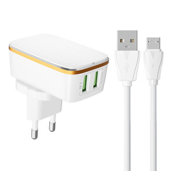 Nástěnná nabíječka LDNIO A2204 2USB + kabel Micro USB
