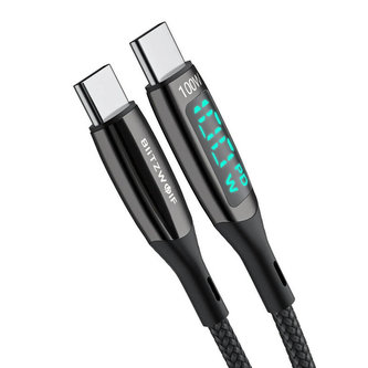 Kabel USB-C k USB-C Blitzwolf BW-TC23, 100W 1,8 m (černý) Kabel USB-C k USB-C Blitzwolf BW-TC23, 100W 1,8 m (černý)