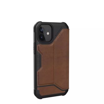 UAG Metropolis LTHR ARMR - ochranné kožené pouzdro s chlopní pro iPhone 12 mini (hnědé) [go] [P]