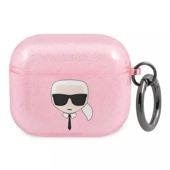 Karl Lagerfeld KLA3UKHGP kryt AirPods 3 růžový / růžový Glitter Karl`s Head