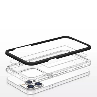 Čirý obal 3v1 pro iPhone 13 Pro Max pouzdro gelový kryt s rámečkem černý Čirý obal 3v1 pro iPhone 13 Pro Max pouzdro gelový kryt s rámečkem černý