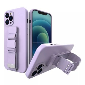 Pouzdro na lano Gelové pouzdro s řetízkem na šňůrku taška na šňůrku iPhone 12 Pro Max fialová
