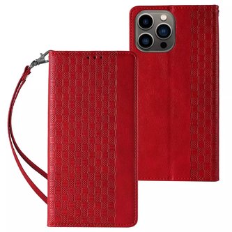 Magnet Strap Case Case pro iPhone 12 Pro Pouch Wallet Mini Lanyard Pendant Red