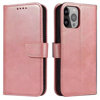Magnet Case elegantní kryt pouzdra s chlopní a funkcí stojánku iPhone 14 Plus růžový