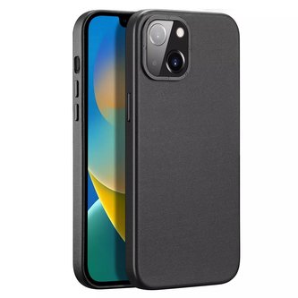 Kožený kryt Dux Ducis Grit pro iPhone 14 Elegantní kryt z umělé kůže (kompatibilní s MagSafe) černý Kožený kryt Dux Ducis Grit pro iPhone 14 Elegantní kryt z umělé kůže (kompatibilní s MagSafe) černý