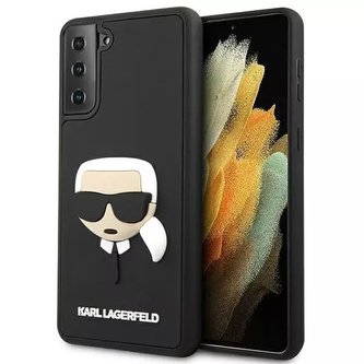 Karl Lagerfeld KLHCS21MKH3DBK S21 G996 černé/černé pevné pouzdro 3D gumová Karl`s Head