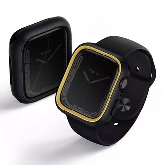 Ochranné pouzdro UNIQ Moduo pro Apple Watch Series 4/5/6/7/8/SE 44/45mm černá-hořčičná/půlnoční-hořčicová