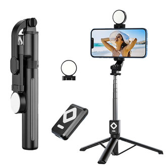 Selfie Stick Dvoukroužkový držák stativu s dálkovým ovládáním, černý