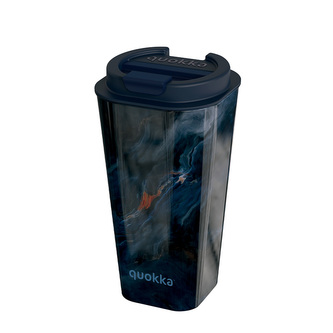 Quokka Vaso Cafe Doble Pared - Plastový hrnek s dvojitými stěnami 450 ml (Dark Stone)