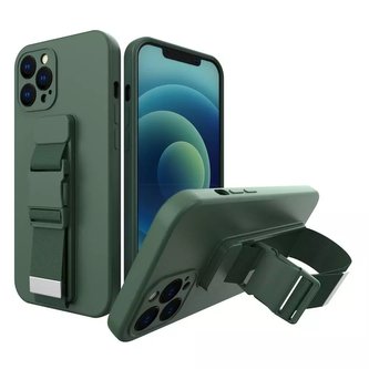 Pouzdro na lano gelové pouzdro s řetízkem na šňůrku taška na šňůrku na krk iPhone 13 Pro tmavě zelená