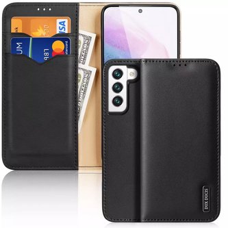 Dux Ducis Hivo Leather Flip Cover Originální kožená peněženka na karty a dokumenty Samsung Galaxy S22 Black