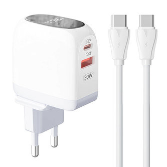 Nástěnná nabíječka LDNIO A2522C USB, USB-C 30W + kabel USB-C - USB-C