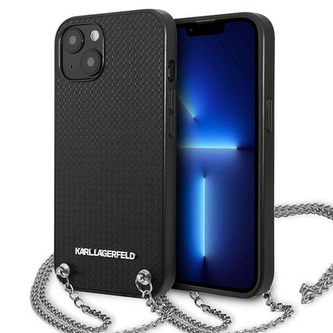 Karl Lagerfeld Leather Textured and Chain - pouzdro pro iPhone 13 (černé)