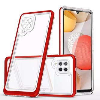 Průhledné pouzdro 3v1 pro Samsung Galaxy A42 5G Frame Gel Cover Red