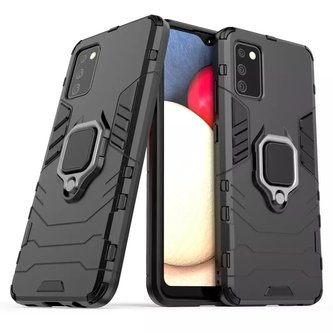 Odolné hybridní pouzdro Ring Armor s magnetickým krytem pro Samsung Galaxy A03s (166,5) černé