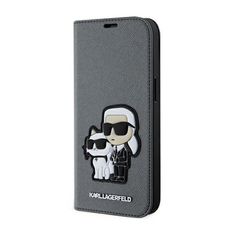 Karl Lagerfeld Booktype NFT Saffiano Karl & Choupette - pouzdro pro iPhone 14 (stříbrné) Karl Lagerfeld Booktype NFT Saffiano Karl & Choupette - pouzdro pro iPhone 14 (stříbrné)