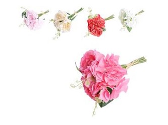 Umělé květiny, plast 250mm hortenzie, pivoňky svazek 7 ks, mix barev