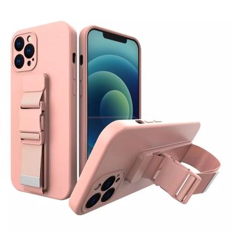 Pouzdro na lano gelové pouzdro s řetízkem na šňůrku taška na šňůrku na krk iPhone 11 Pro Max růžová