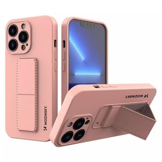 Wozinsky Kickstand Case silikonové pouzdro se stojánkem pro iPhone 13 Pro Max růžové