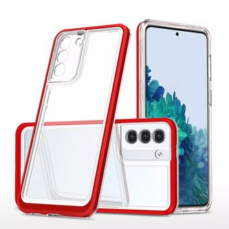 Čiré pouzdro 3v1 na silikonový kryt Samsung Galaxy S23 Plus s rámečkem červený