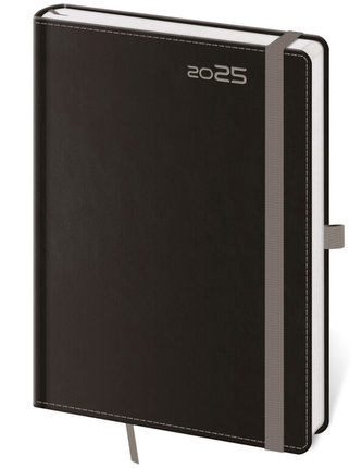 Týdenní diář A5 Double Black s poutkem Týdenní diář A5 Double Black s poutkem