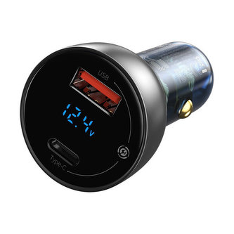 Duální rychlonabíječka do auta Baseus Particular Digital Display QC+PPS 65W (stříbrná)