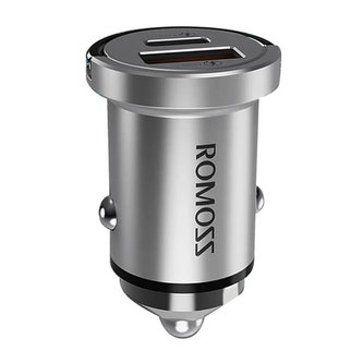Nabíječka do auta Romoss AU45T, USB + USB-C, PD + QC 45 W (stříbrná)