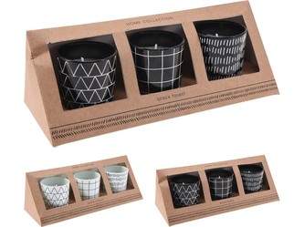 Svíčka ve skle vonná 3ks set 50x60mm v dárkové krabičce Home collection mix, černá, bílá