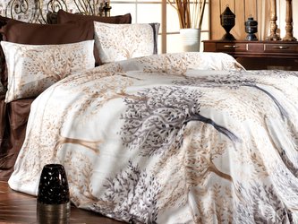 Saténový povlak na polštář 30x40cm Trees cream