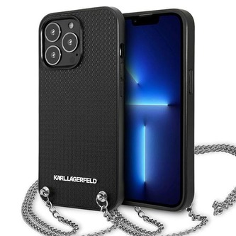 Karl Lagerfeld Leather Textured and Chain - pouzdro pro iPhone 13 Pro (černé)