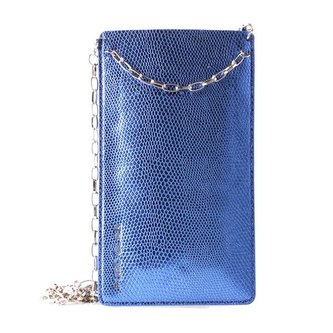 PURO GLAM Chain - Univerzální pouzdro pro smartphony se 2 sloty na karty se zlatým řetízkem XL (modrý)