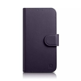 iCarer Wallet Case 2v1 pouzdro na telefon pro iPhone 14 Pro Max Anti-RFID Flip Leather Cover Dark Purple
