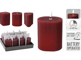 LED svíčka 60x115/65x115/70x115mm  mix s časovačem, červená